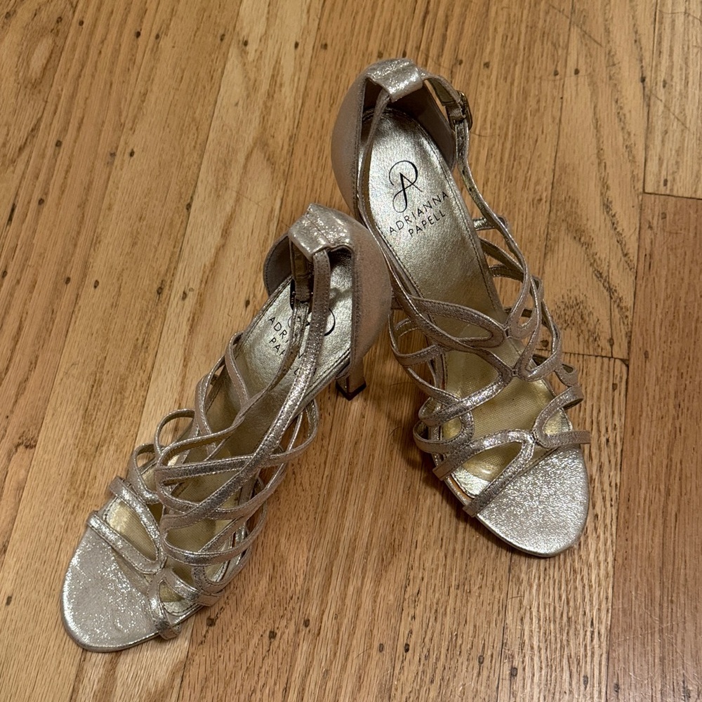 Adrianna Papell Metallic Strappy Heels